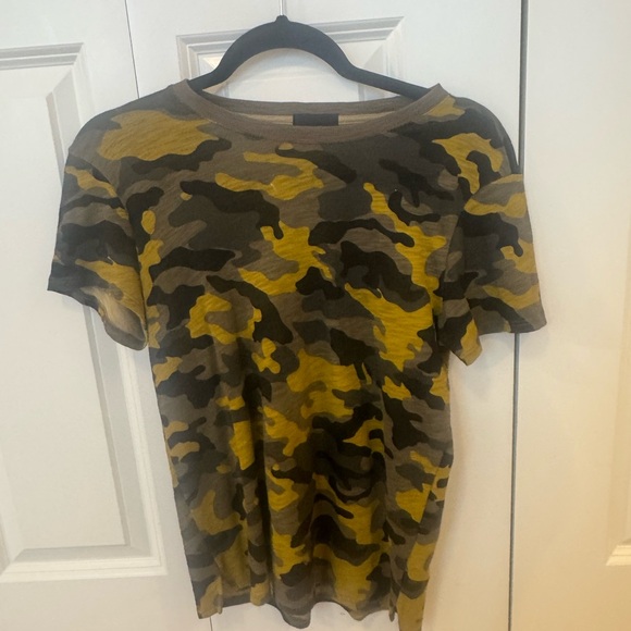 ATM Anthony Thomas Melillo Tops - Yellow & Olive Green Camo Short Sleeve Tee